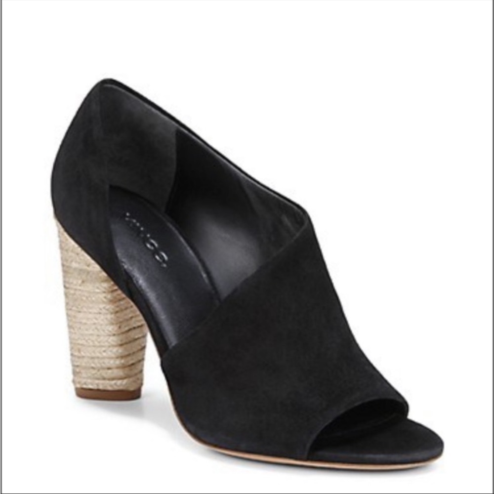Nordstrom Vince Percey Black Suede and Jute Heel Sandal Size 6 Shoe